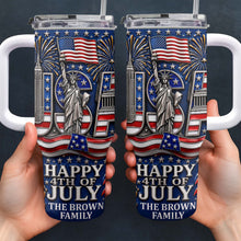 Load image into Gallery viewer, Personalized 40oz Tumbler with Straw American Flag Gift for 4th of July