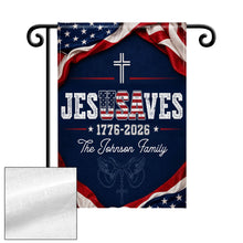 Load image into Gallery viewer, Personalized Double-Sided Garden Flag Custom Family Name USA Cross