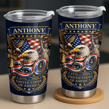 Load image into Gallery viewer, Personalized 20oz Stainless Steel Tumbler Custom Name America Gift for Dad