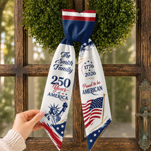 Load image into Gallery viewer, Personalized American Flag Decorative Sash Custom Family Name 4th of July Gift