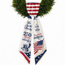 Load image into Gallery viewer, Personalized American Flag Decorative Sash Custom Family Name 4th of July Gift