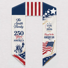 Load image into Gallery viewer, Personalized American Flag Decorative Sash Custom Family Name 4th of July Gift