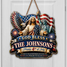 Load image into Gallery viewer, Personalized 4th of July Wood Sign Custom Family Name Gift