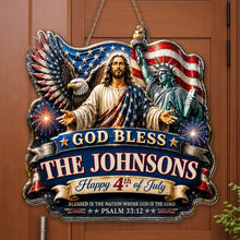 Load image into Gallery viewer, Personalized 4th of July Wood Sign Custom Family Name Gift