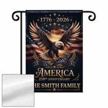Load image into Gallery viewer, Personalized American Flag Garden Flag Custom Name 250th Anniversary Gift