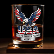 Load image into Gallery viewer, Personalized Patriotic Eagle Whiskey Glass Gift for Dad