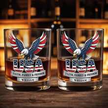 Load image into Gallery viewer, Personalized Patriotic Eagle Whiskey Glass Gift for Dad