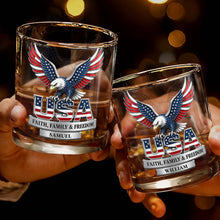 Load image into Gallery viewer, Personalized Patriotic Eagle Whiskey Glass Gift for Dad