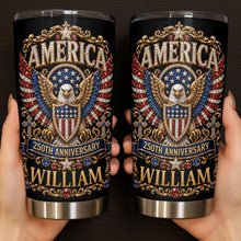 Load image into Gallery viewer, Personalized Stainless Steel Tumbler 20oz Eagle Design Gift for 250th Anniversary