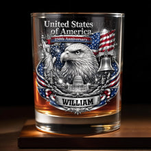 Load image into Gallery viewer, Personalized Custom Whiskey Glass with American Flag Gift for Dad