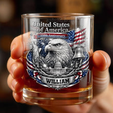 Load image into Gallery viewer, Personalized Custom Whiskey Glass with American Flag Gift for Dad