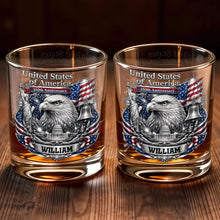Load image into Gallery viewer, Personalized Custom Whiskey Glass with American Flag Gift for Dad