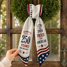 Load image into Gallery viewer, Personalized American Flag Decorative Sash Custom Family Name 4th of July