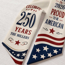 Load image into Gallery viewer, Personalized American Flag Decorative Sash Custom Family Name 4th of July