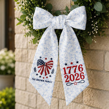 Load image into Gallery viewer, Personalized Independence Day Flag Decorative Sash Custom Family Name 250th Anniversary