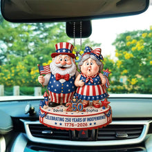 Load image into Gallery viewer, Personalized Wood Car Hanging Ornament American Flag Gift for Couple