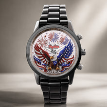 Load image into Gallery viewer, Personalized Black Men's Watch Custom Name Eagle Design Gift
