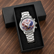 Load image into Gallery viewer, Personalized Black Men's Watch Custom Name Eagle Design Gift