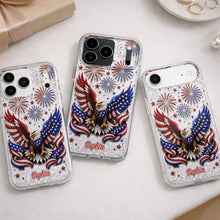 Load image into Gallery viewer, Personalized Clear Phone Case Patriotic Eagle USA Flag Gift