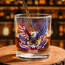 Load image into Gallery viewer, Personalized Custom Whiskey Glass USA Flag Eagle Gift for Dad