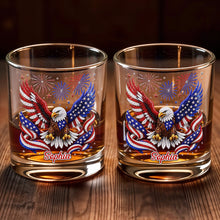 Load image into Gallery viewer, Personalized Custom Whiskey Glass USA Flag Eagle Gift for Dad