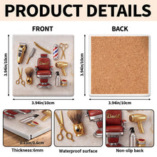Load image into Gallery viewer, Personalized Ceramic Coaster Custom Barber Chair Gift for Dad