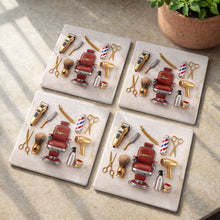Load image into Gallery viewer, Personalized Ceramic Coaster Custom Barber Chair Gift for Dad