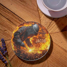 Load image into Gallery viewer, Personalized Ceramic Coaster Custom Name Gift for Dad