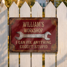 Load image into Gallery viewer, Personalized Metal Sign for Garage Custom Name Gift for Dad