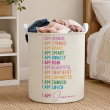 Load image into Gallery viewer, Personalized Affirmation Storage Basket Custom Name Gift for Kids
