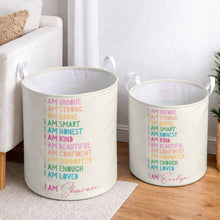 Load image into Gallery viewer, Personalized Affirmation Storage Basket Custom Name Gift for Kids