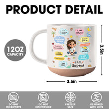 Load image into Gallery viewer, Personalized Dinosaur Affirmations Pottery Mug for Kids Gift