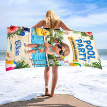 Load image into Gallery viewer, Personalized Microfiber Beach Towel Custom Name Summer Flowers Gift for Kids