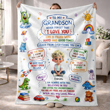 Load image into Gallery viewer, Personalized Custom Blanket with Crayon Art for Grandson