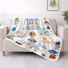 Load image into Gallery viewer, Personalized Custom Blanket with Crayon Art for Grandson