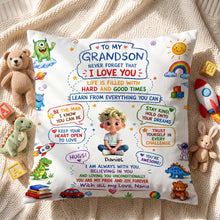 Load image into Gallery viewer, Personalized Dinosaur Pillow Custom Message Gift for Grandson