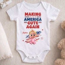 Load image into Gallery viewer, Personalized Baby Onesie Custom Name American Flag Gift