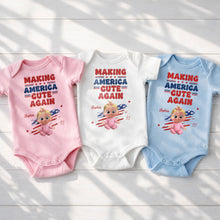 Load image into Gallery viewer, Personalized Baby Onesie Custom Name American Flag Gift