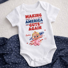 Load image into Gallery viewer, Personalized Baby Onesie Custom Name American Flag Gift