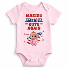 Load image into Gallery viewer, Personalized Baby Onesie Custom Name American Flag Gift