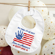 Load image into Gallery viewer, Personalized 4th of July Baby Bib Custom Name American Flag Gift