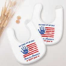 Load image into Gallery viewer, Personalized 4th of July Baby Bib Custom Name American Flag Gift