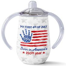 Load image into Gallery viewer, Personalized 4th of July American Flag Sippy Cup Custom Name Gift for Kids