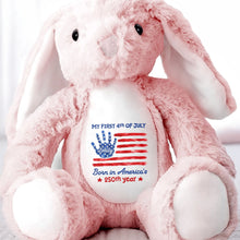Load image into Gallery viewer, Personalized Stuffed Bunny Custom Name 4th of July Gift for Kids