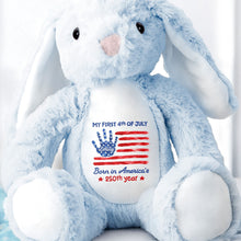 Load image into Gallery viewer, Personalized Stuffed Bunny Custom Name 4th of July Gift for Kids