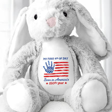 Load image into Gallery viewer, Personalized Stuffed Bunny Custom Name 4th of July Gift for Kids