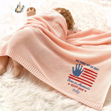Load image into Gallery viewer, Personalized Baby Blanket Custom Name Flag Design 4th Of July Gift