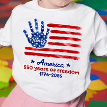 Load image into Gallery viewer, Personalized Patriotic Handprint Youth T-Shirt for Kids