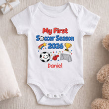 Load image into Gallery viewer, Personalized Baby Onesie Custom Name Soccer Gift for Kids