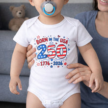Load image into Gallery viewer, Personalized Baby Onesie Stars & Stripes Custom Name Gift